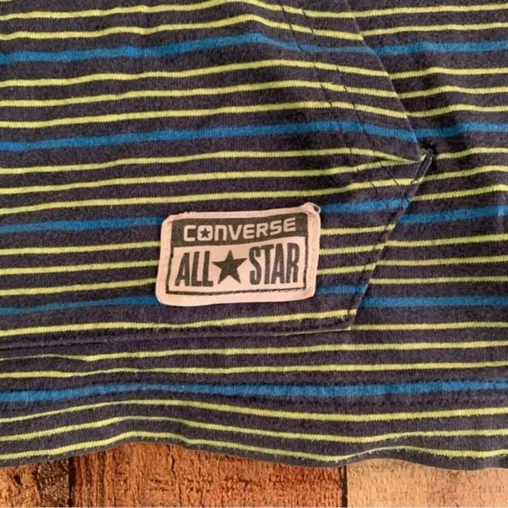 Converse boys size 8/10Y green and blue striped long sleeve hooded shirt